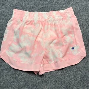 CHAMPION Girls Pink Tie Dye Athletic Shorts Elastic Waist Size Large Kids